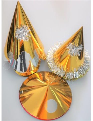 Foil Party Hats Asstd Shapes Gold 50s