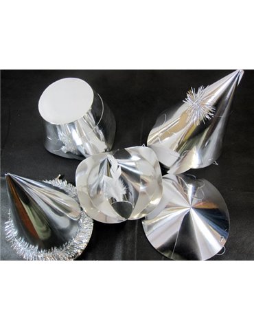 Foil Party Hats Asstd Shapes Silver 20's