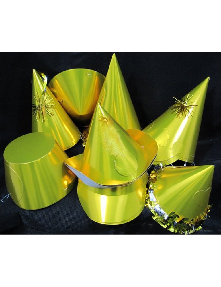 Foil Party Hats Asstd Shapes Gold 20's