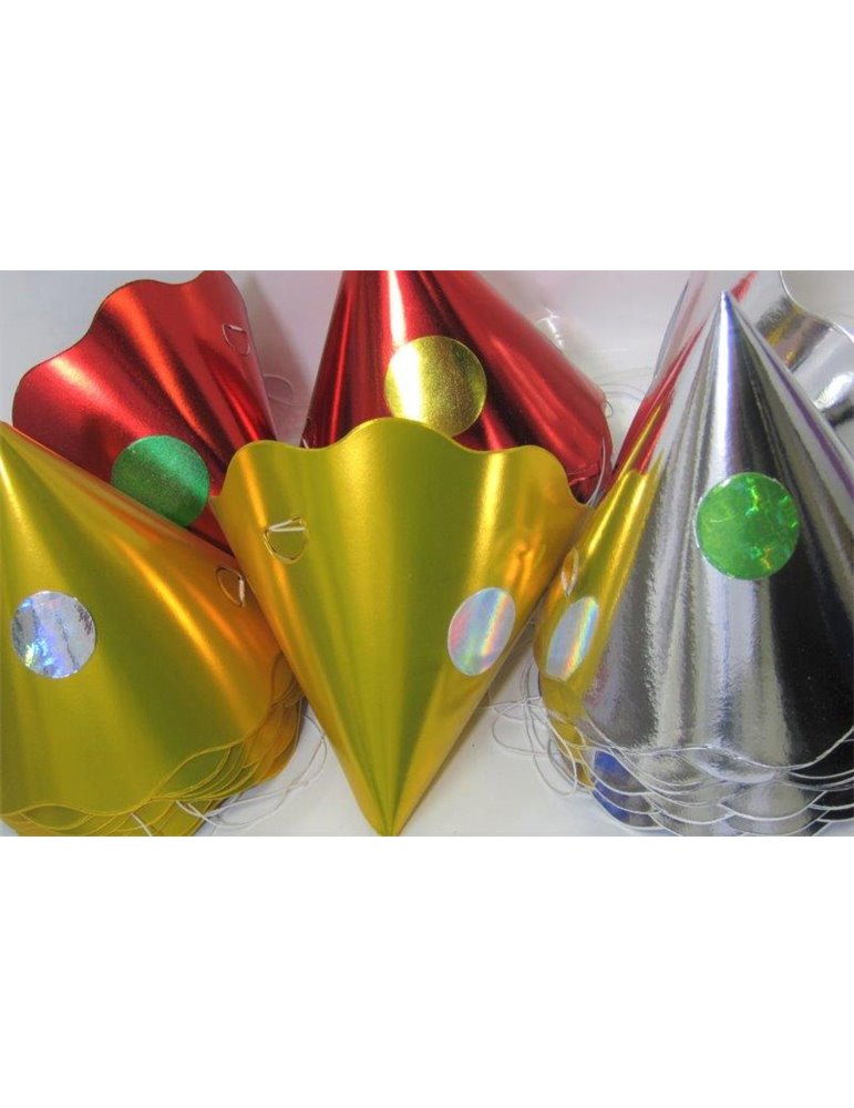 Foil Party Hats Cone Assorted colour 100