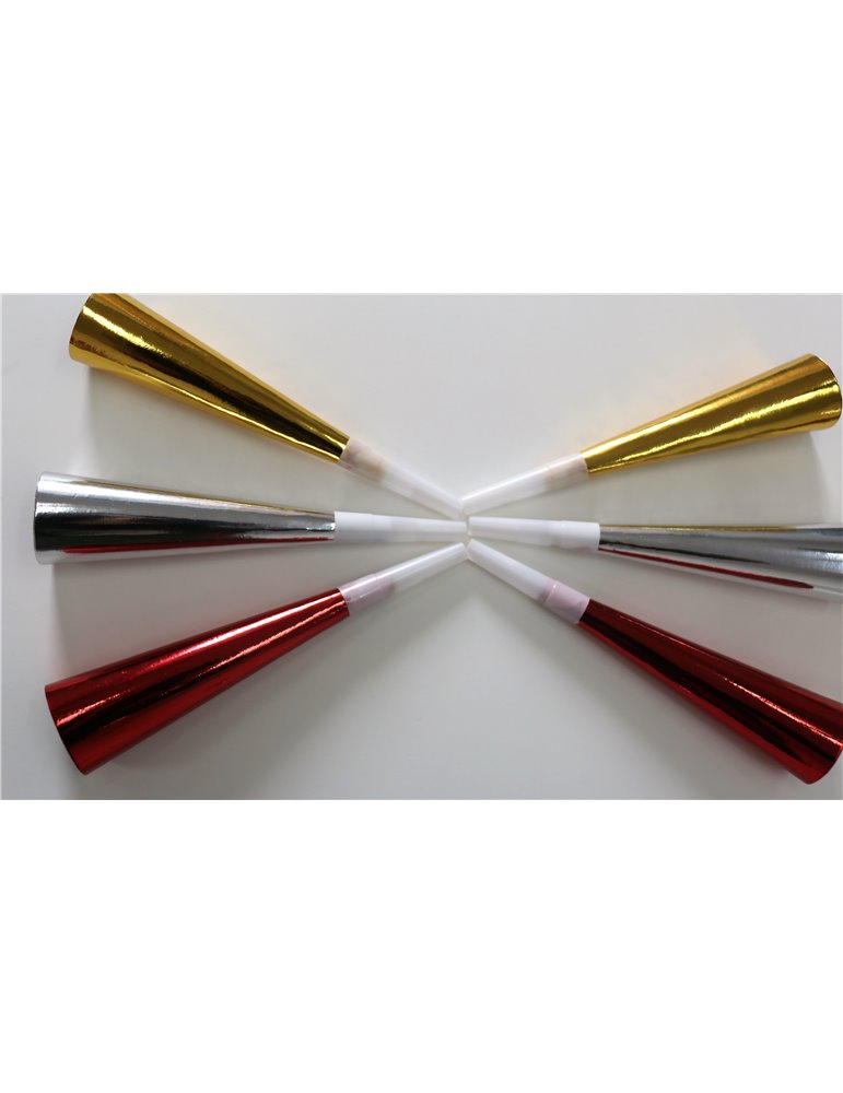 Foil Party Trumpet 23cm Assorted 50s