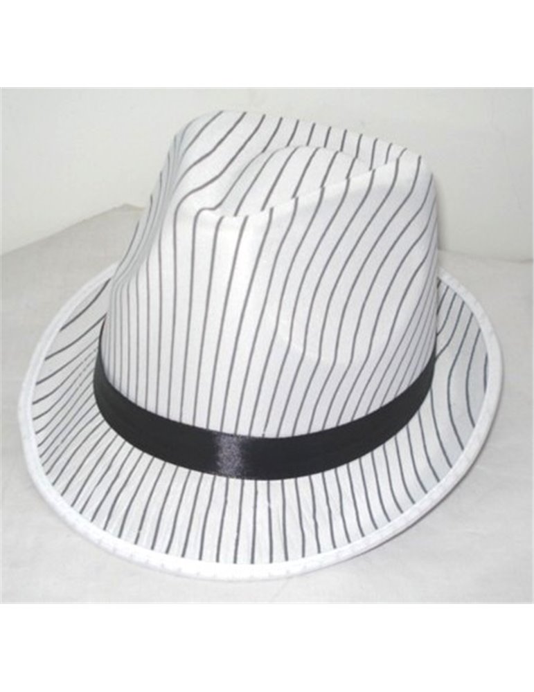 Hat Trilby Stripes White with Black