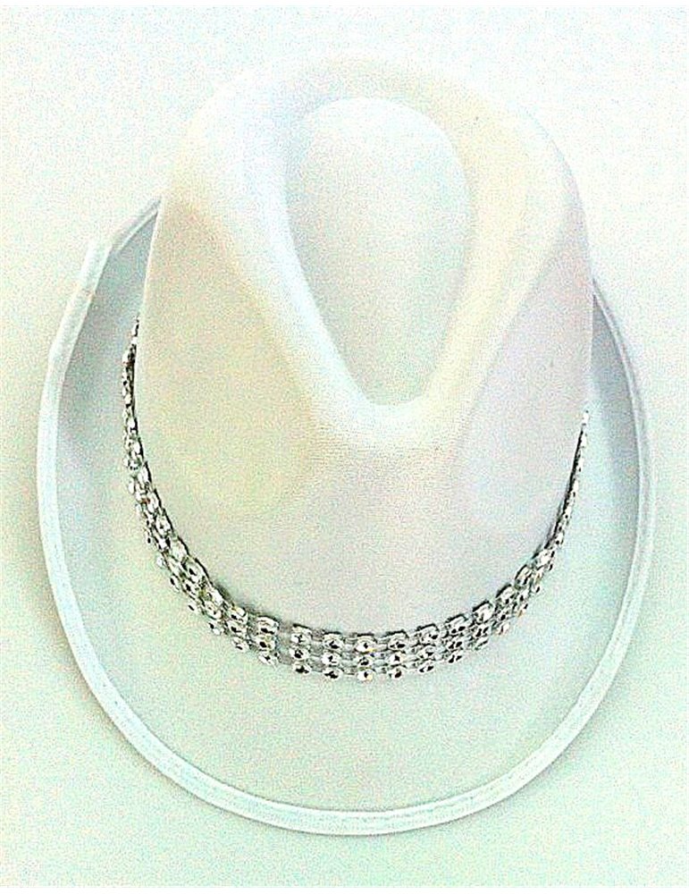 Hat Trilby Satin White with Diamond 59cm