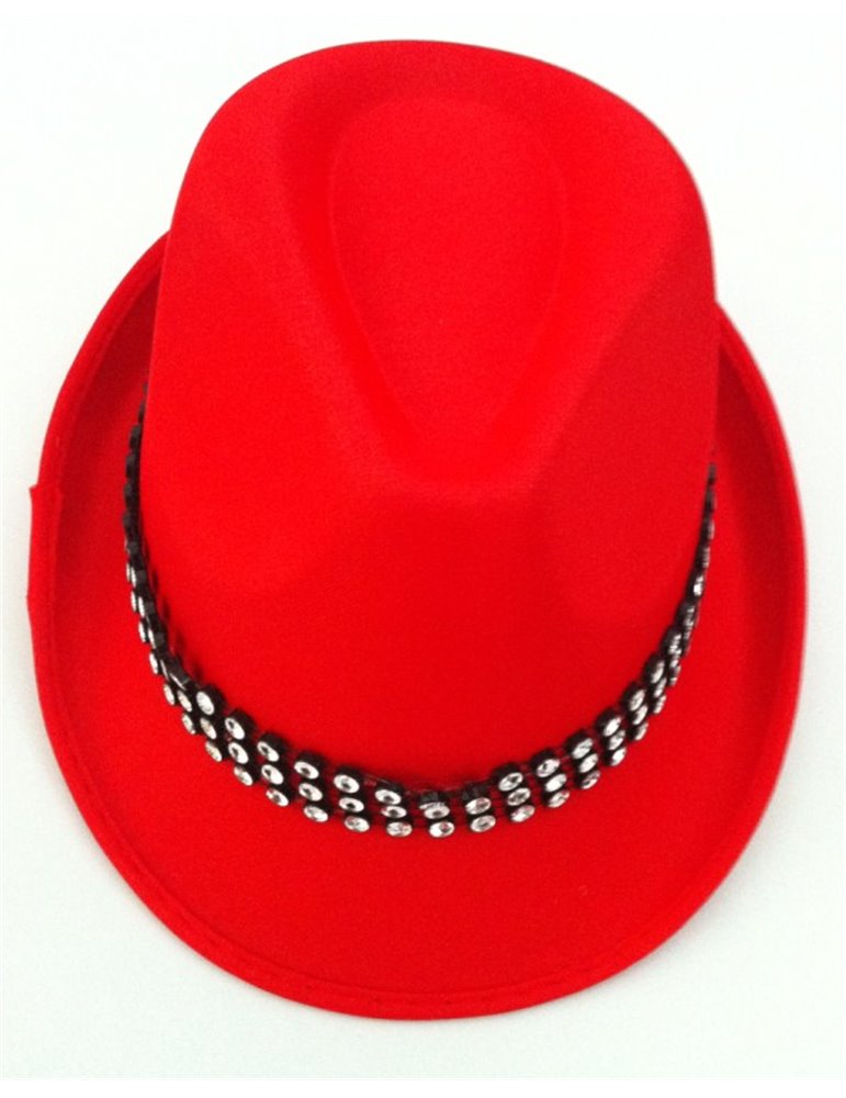 Hat Trilby Satin Red with Diamond 59cm