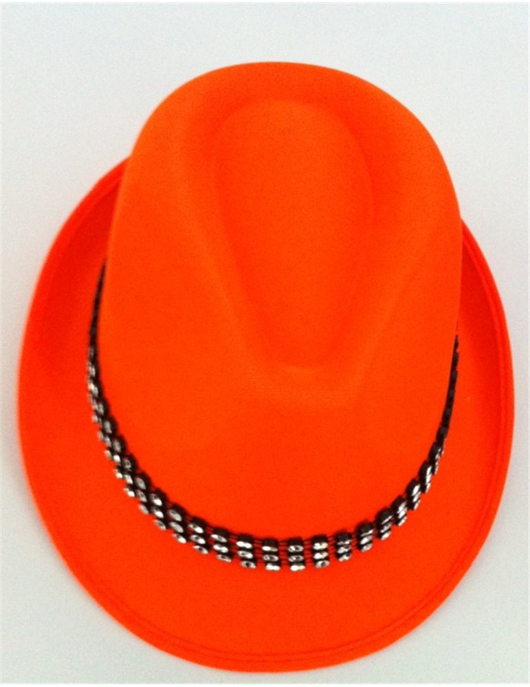 Hat Trilby Satin Orange with Diamond 59c