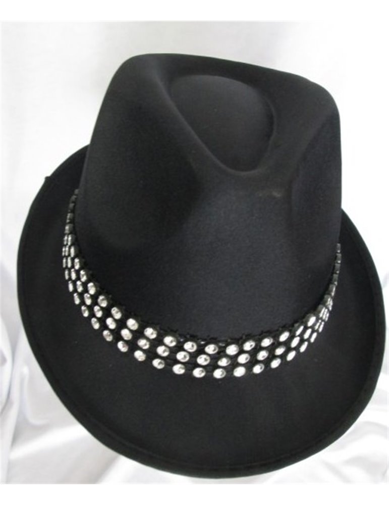 Hat Trilby Satin Black with Diamo