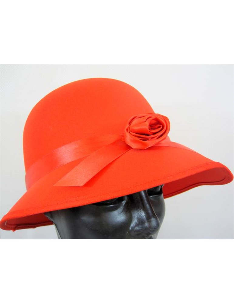 Hat Bonnet Satin for Lady 1920s Red