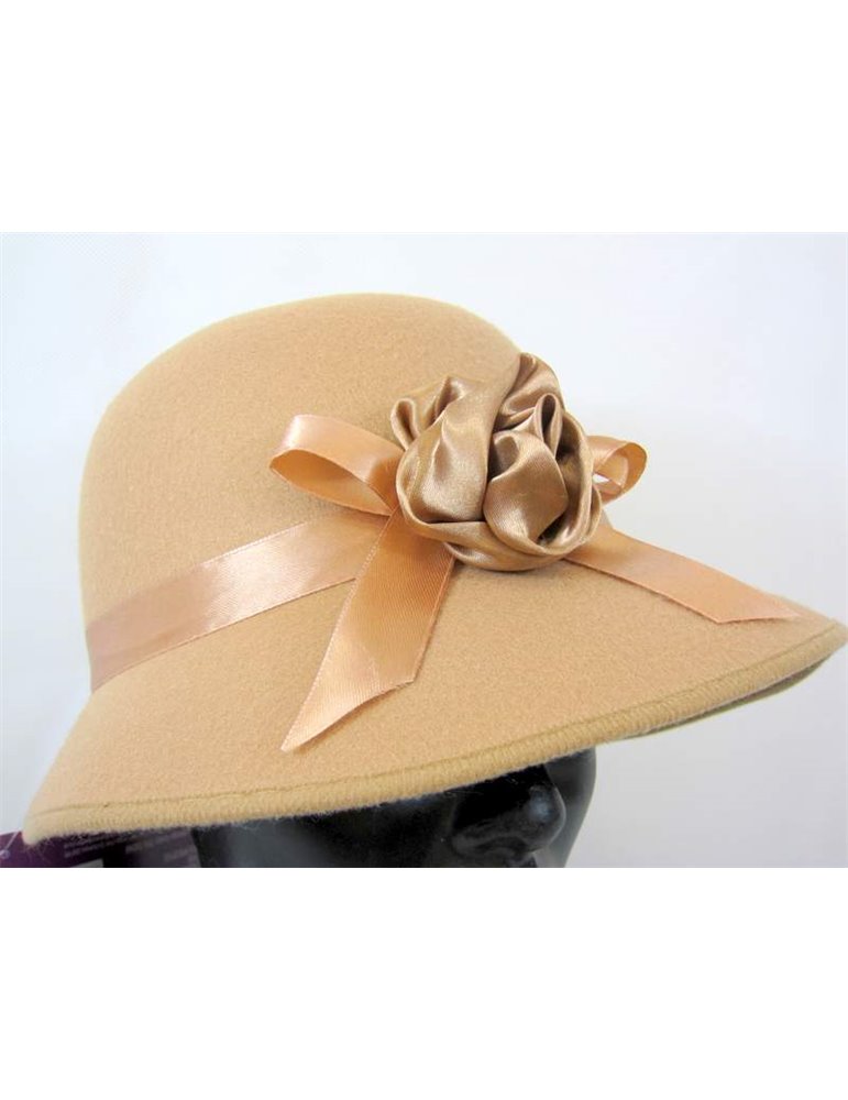 Hat Bonnet Felt for Lady 1920s Brown