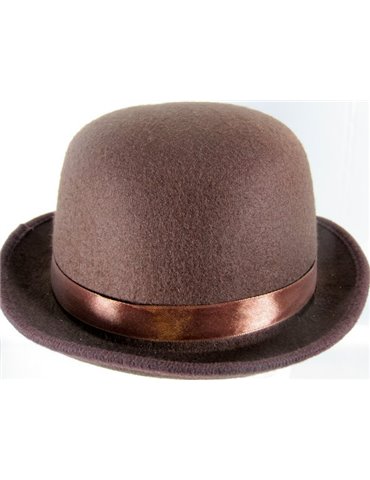 Hat Bowler Felt Brown one size fits all