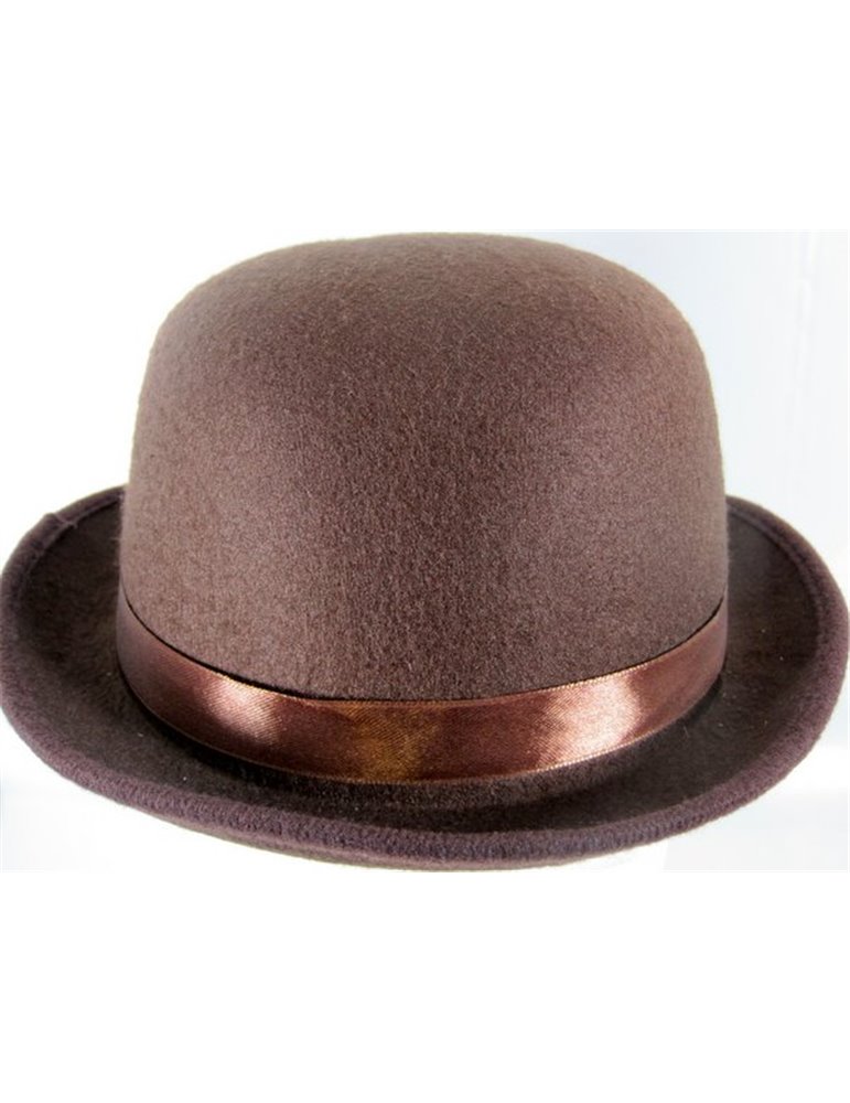 Hat Bowler Felt Brown one size fits all