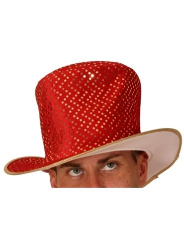 Hat Top Metallic Gold sequins on Red