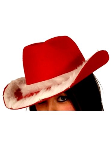 Hat Cowboy Red with White plush Trims