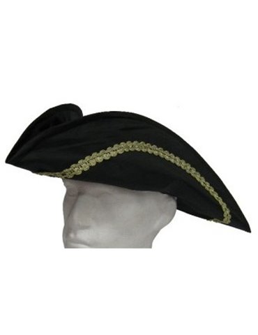 Hat Tricorn Silk with Gold Trim