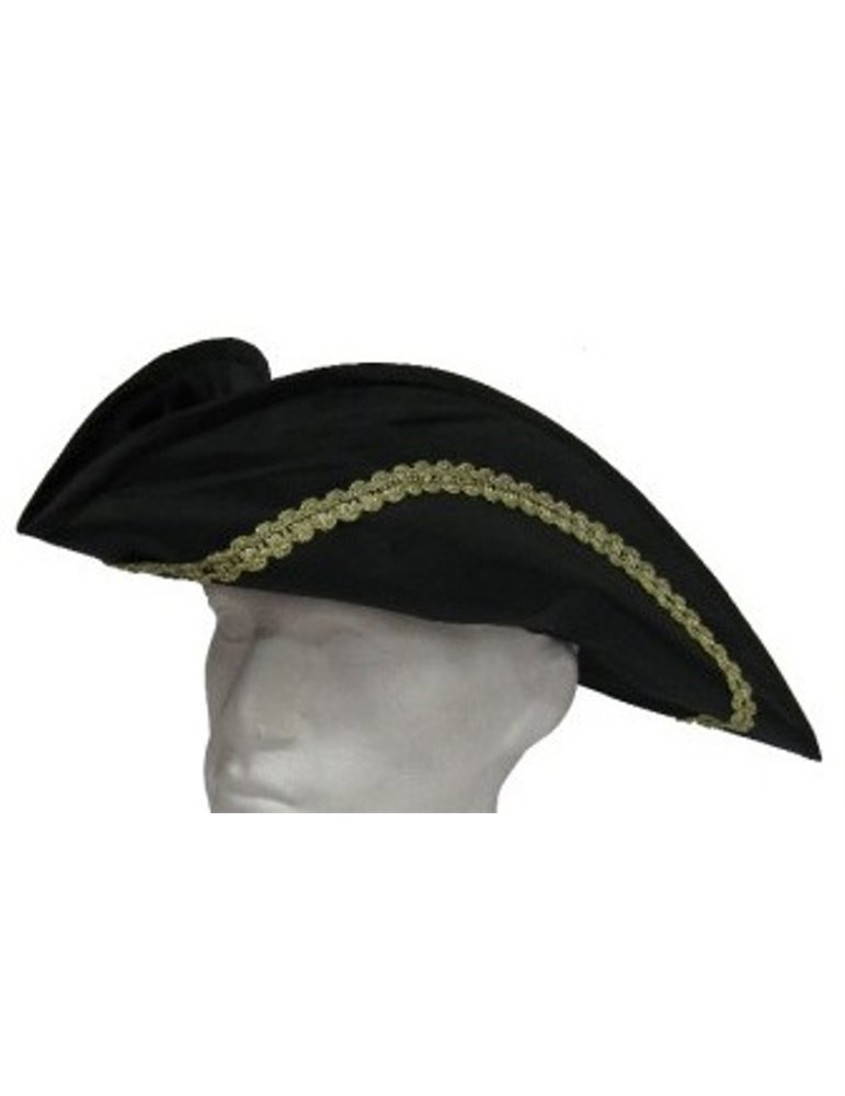 Hat Tricorn Silk with Gold Trim