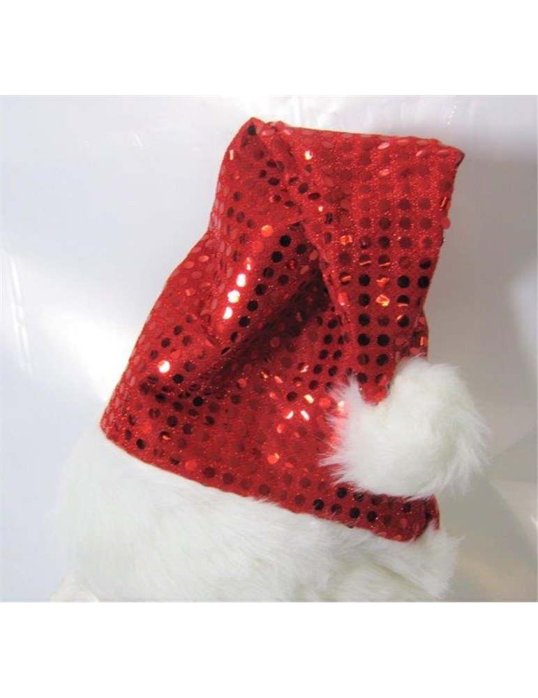 Hat Santa Metallic Sequin Red with Fur