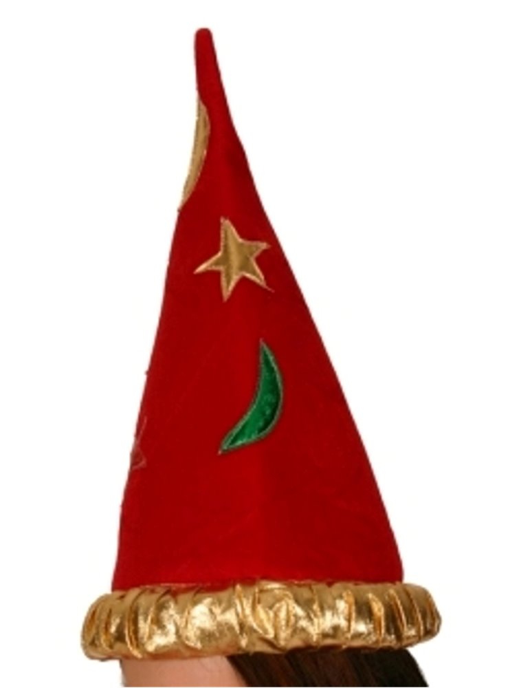 Hat Wizard Red with Gold Band & Col Patc