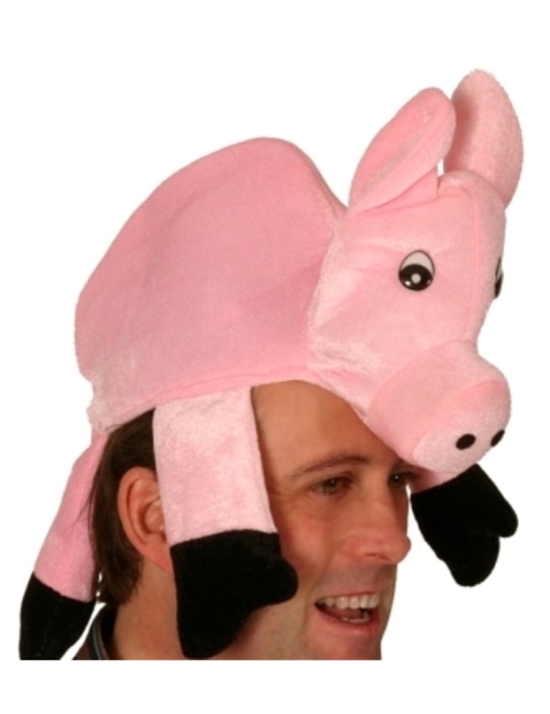 Hat Animal Pig Pink with Funny Eyes