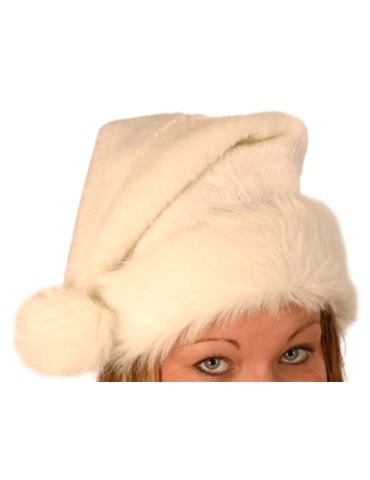 Hat Santa Plush Fine White 45cm Long