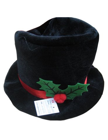 Hat Snowman Black Top With Decoration