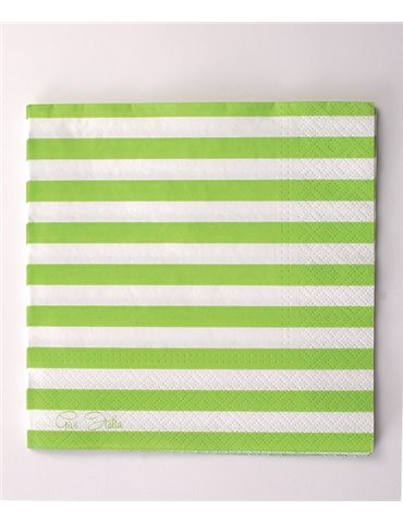 Party Napkins Stripe 3ply 33 x 33cm Gree