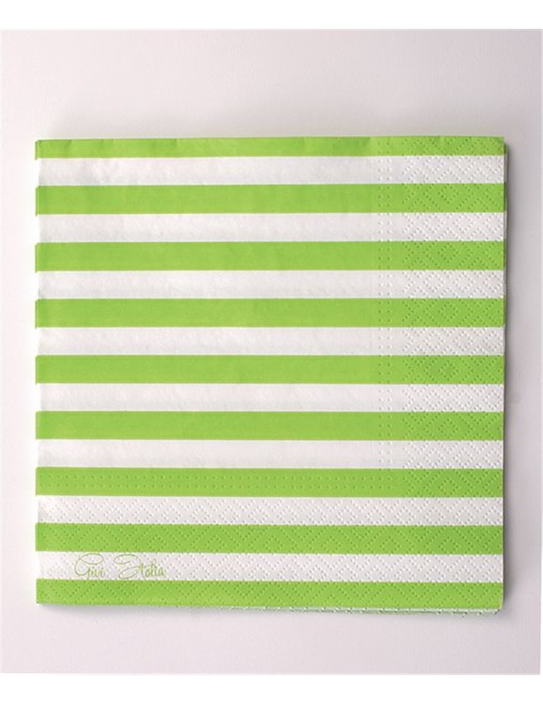 Party Napkins Stripe 3ply 33 x 33cm Gree