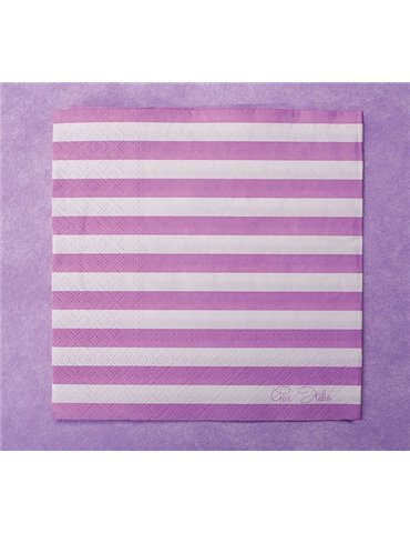 Party Napkins Stripe 3ply 33 x 33cm Purp