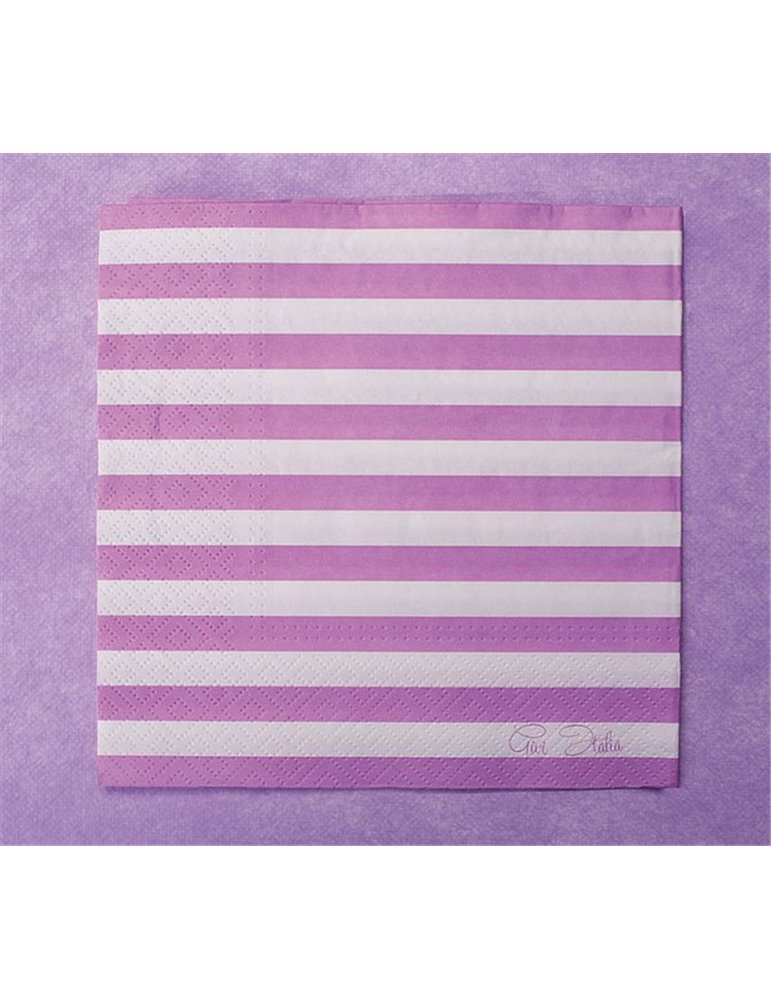 Party Napkins Stripe 3ply 33 x 33cm Purp