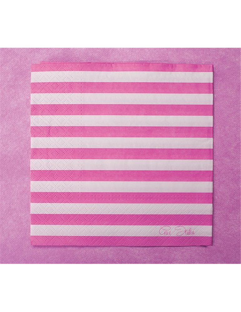 Party Napkins Stripe 3ply 33 x 33cm Pink