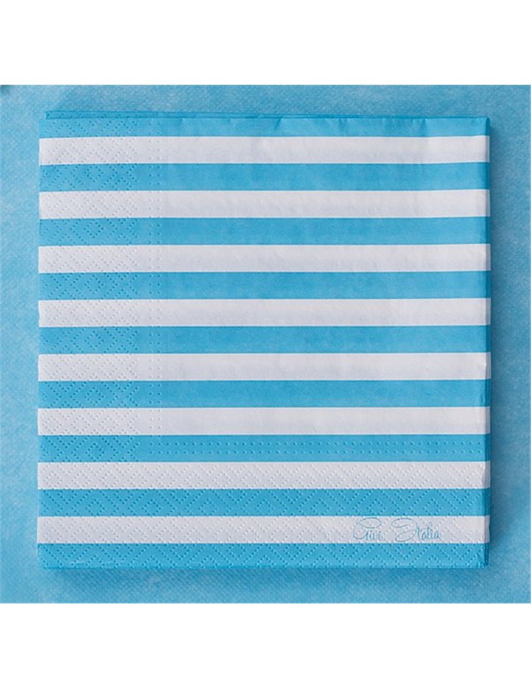 Party Napkins Stripe 3ply 33 x 33cm Blue