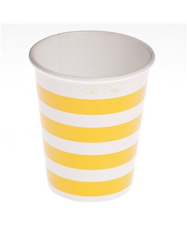 Party Cups Stripe Card 250cc Yellow 10's