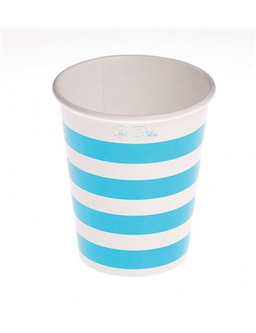 Party Cups Stripe Card 250cc Blue 10's