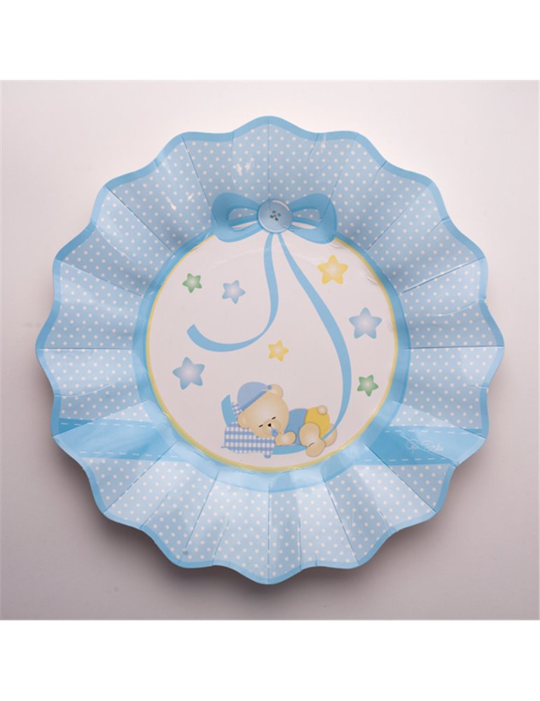 Baby Boy Nanna Plates Card 21cm 8's