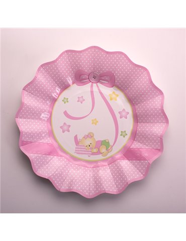 Baby Girl Nanna Plates Card 21cm 8's