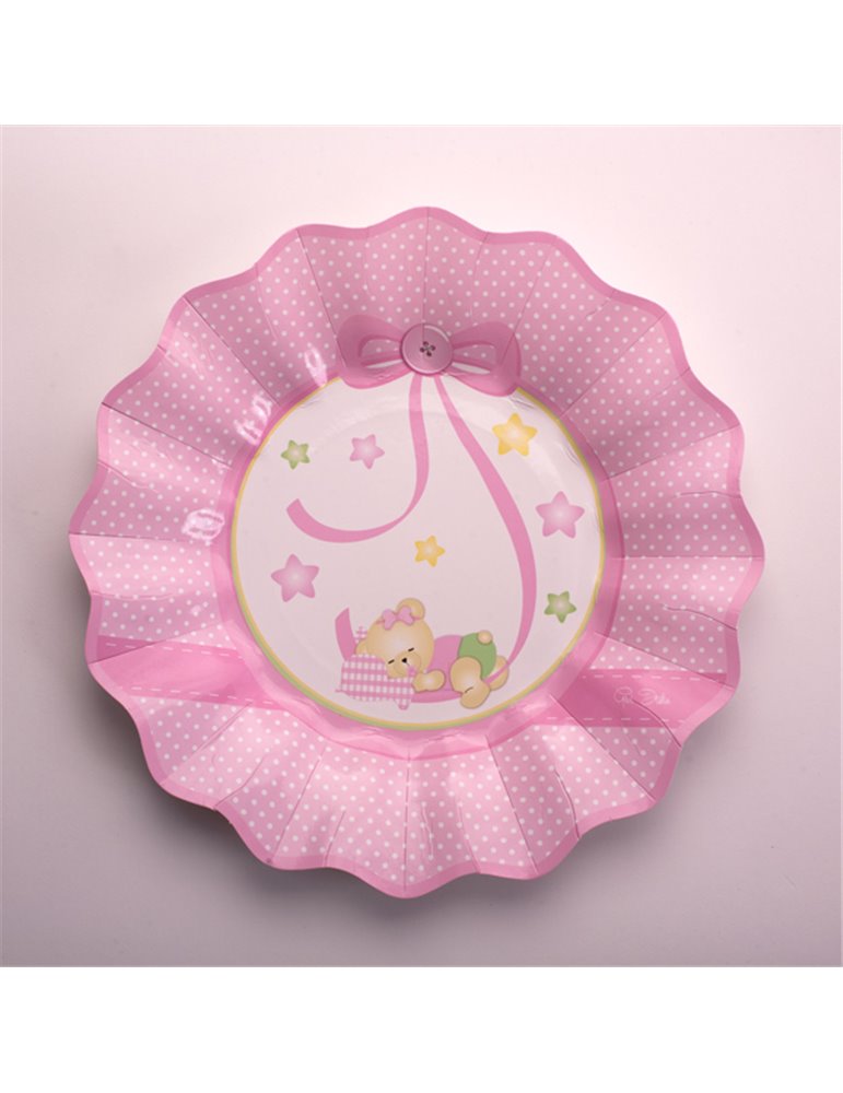 Baby Girl Nanna Plates Card 21cm 8's