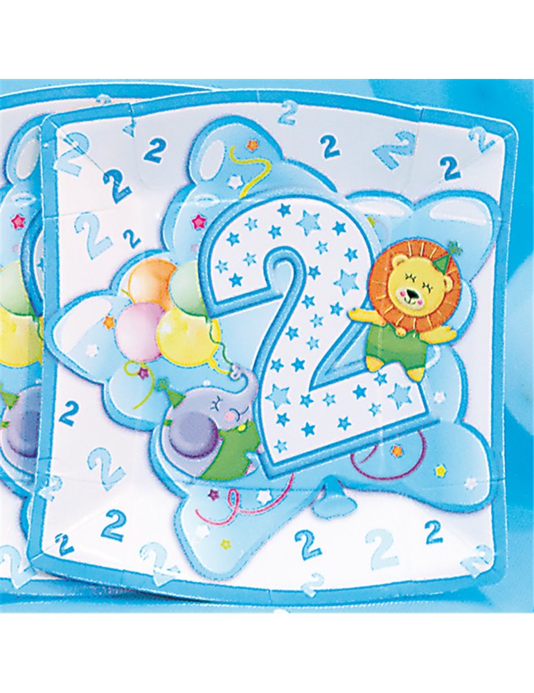 Baby Boy Plates Square Age 2 24cm 10's