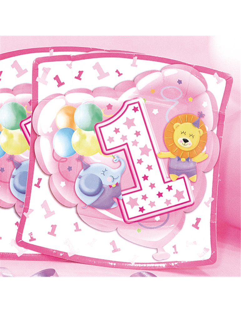 Baby Girl Plates Square Age 1 24cm 10's