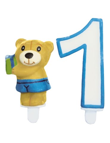 Candle Baby Boy 1st & Teddy Pick 10cm