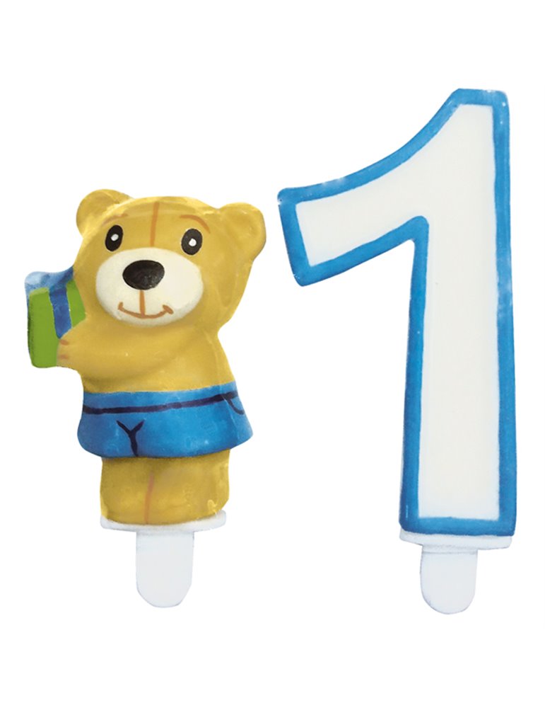 Candle Baby Boy 1st & Teddy Pick 10cm