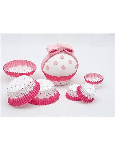 Cup Cake Cases Pink & White Large 75's