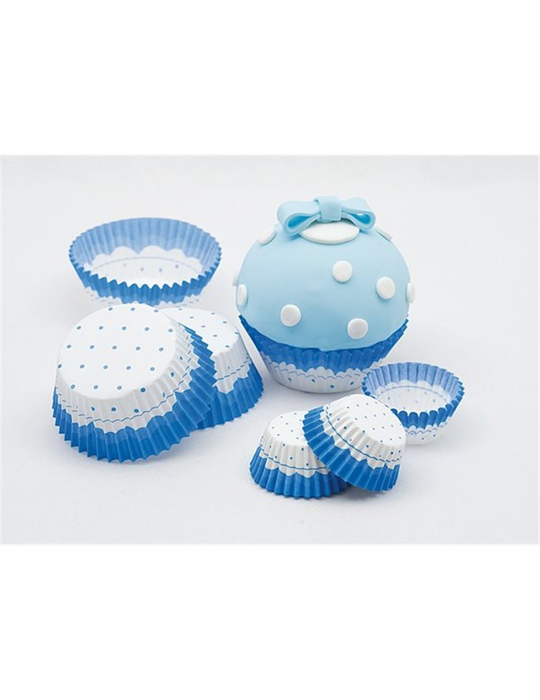 Cup Cake Cases Blue & White Large 75's