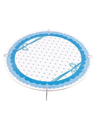 Cake Stand Dots Blue Single Round