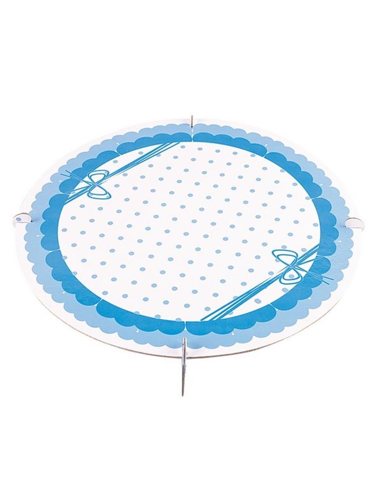 Cake Stand Dots Blue Single Round