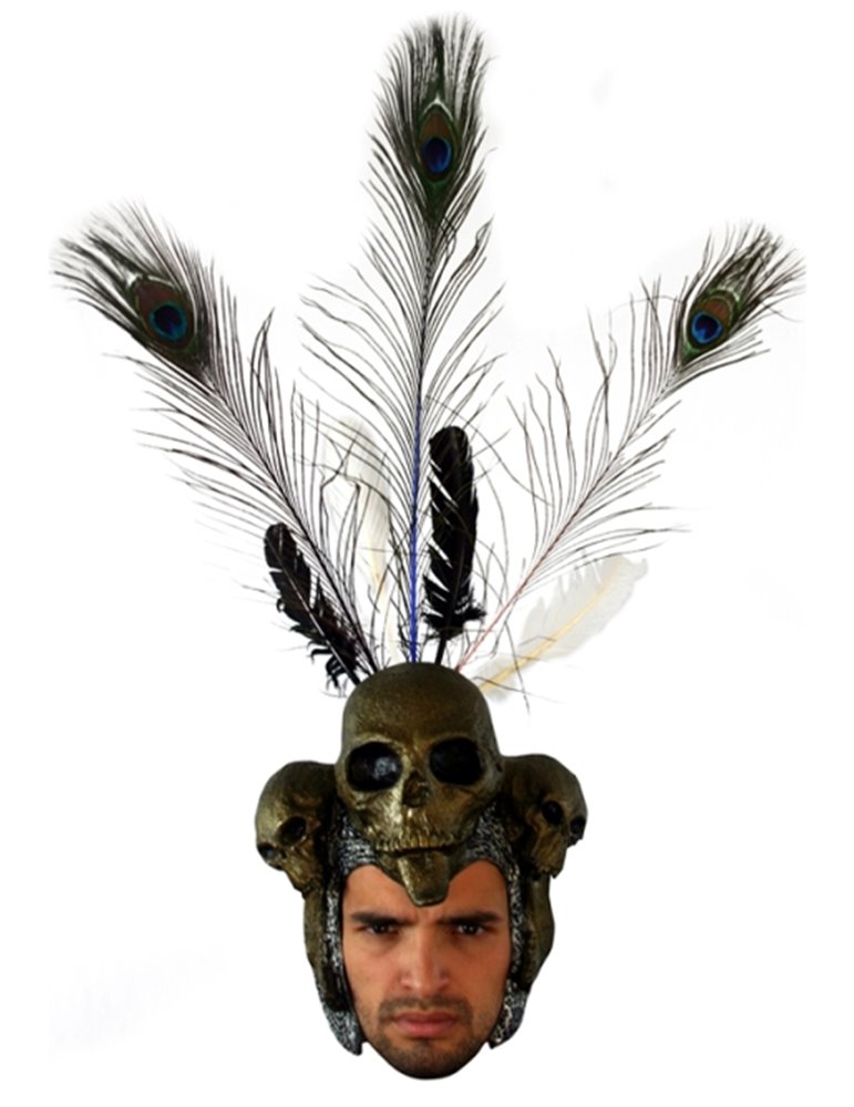 Mask Helmet Wankan Tanka with Feathers