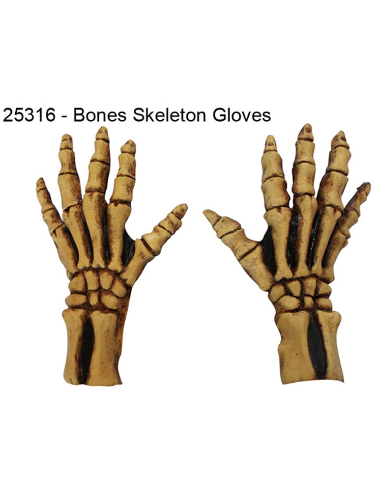 Hands Gloves Skeleton Bone Tan Large