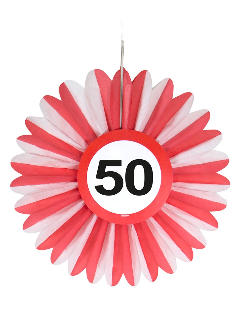 Traffic Sign 50th Birthday Honeycomb Fan