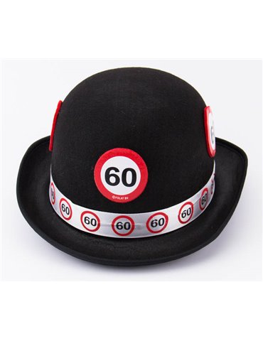 Traffic Sign 60th Birthday Black Bowler