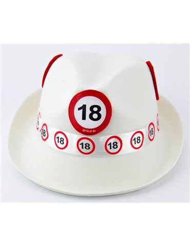 Traffic Sign 18th Birthday White Trilby