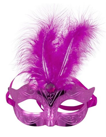 Mask Feather & Metallic Cerise