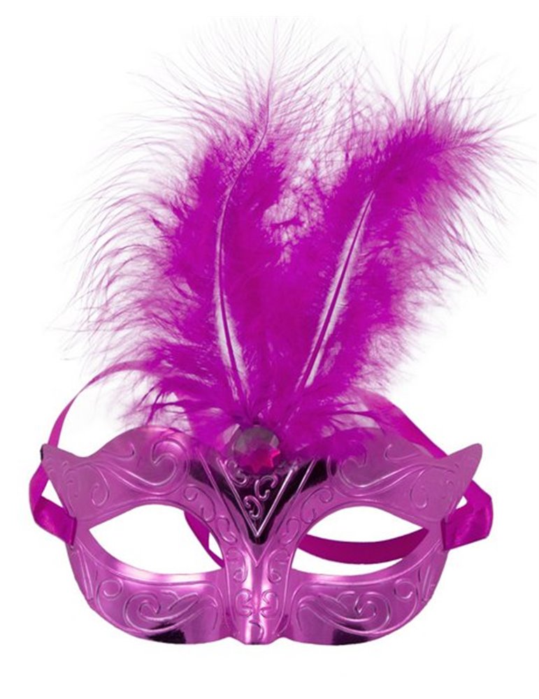 Mask Feather & Metallic Cerise