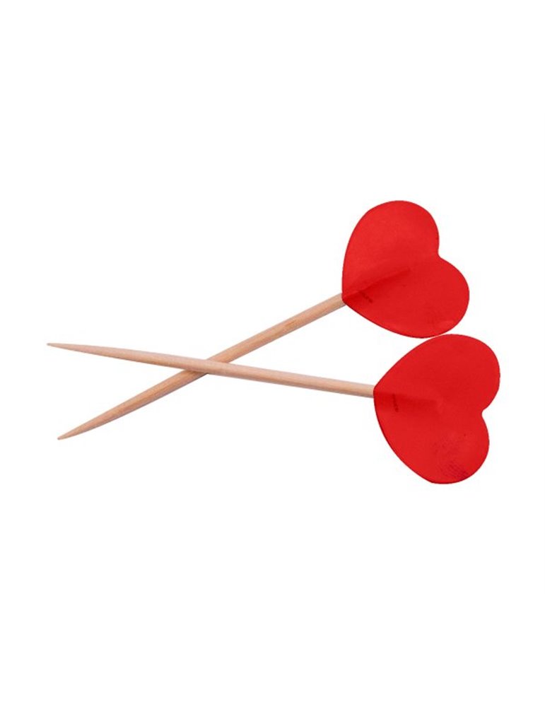 Picks to party Hearts Red 6.5cm pkt 50